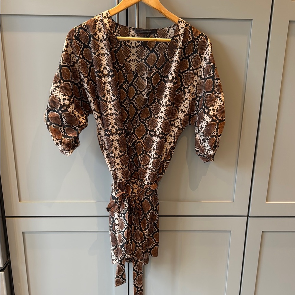 BCBG Brown Snake Print Romper
